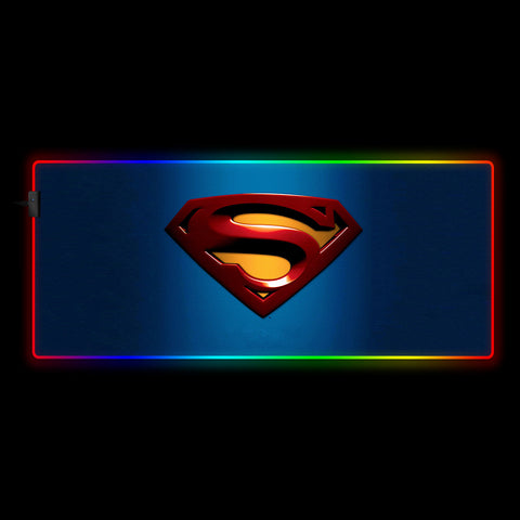 Superman Cartoon Style Logo Design Large Size Gaming RGB Mouse Pad