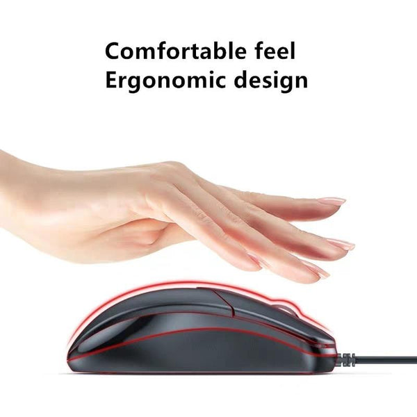 Universal USB Wired Office Mouse, Optical, 1200 DPI Mice for Desktop, Laptop - Comfortable Ergonomics