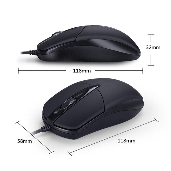 Universal USB Wired Office Mouse, Optical, 1200 DPI Mice for Desktop, Laptop - Size