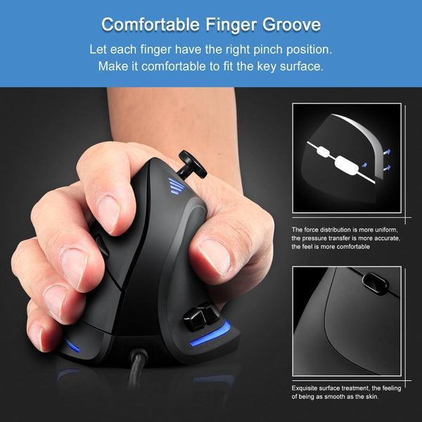 Ergonomic Vertical Mouse Wired RGB with Thumb Stick