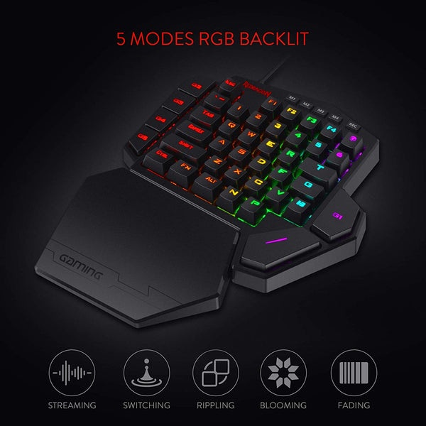 Redragon Wired RGB Mechanical Gaming Keypad, 42 Keys, Ergonomic Design with Wrist Support, OUTEMU Blue Switch - 5 RGB Light Modes