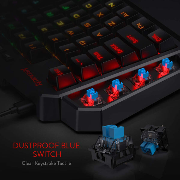 Redragon Wired RGB Mechanical Gaming Keypad, 42 Keys, Ergonomic Design with Wrist Support, OUTEMU Blue Switch