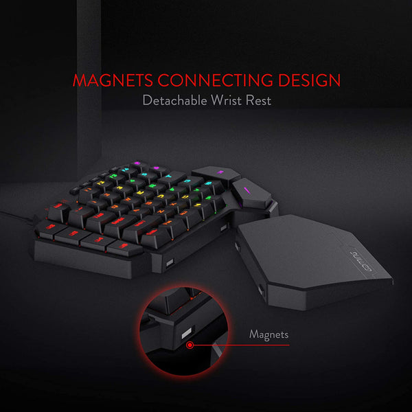 Redragon Wired RGB Mechanical Gaming Keypad, 42 Keys, Ergonomic Design with Wrist Support, OUTEMU Blue Switch - Removable Wrist Rest