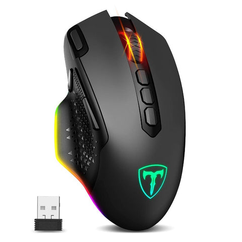 PICTEK Wireless Rechargeable Gaming Mouse 10000DPI, 10 Buttons, RGB Backlit - Pro Gamer Mice