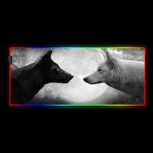 Yin-Yang Wolves Design RGB Mouse Pad